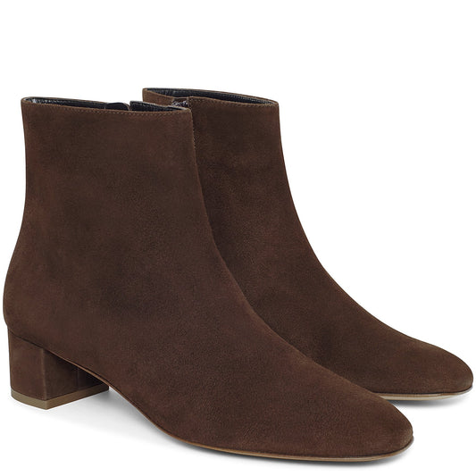 Suede 40mm Unlined Ankle Boot - Chocolate - Mansur Gavriel. Designed in NYC, made in Italy.