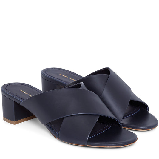 Calf 40mm Crossover Sandal - Blu - Mansur Gavriel. Designed in NYC, made in Italy.