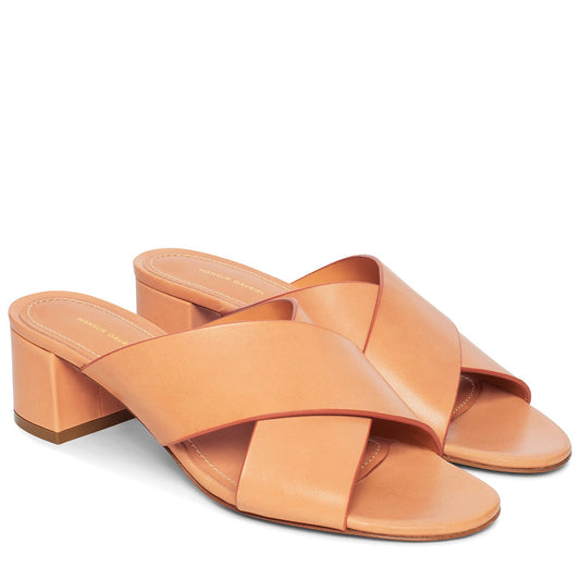 Vegetable Tanned 40mm Crossover Sandal - Cammello - Mansur Gavriel. Designed in NYC, made in Italy.