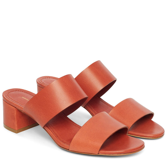 Vegetable Tanned 40mm Double Strap Sandal - Brandy - Mansur Gavriel. Designed in NYC, made in Italy.