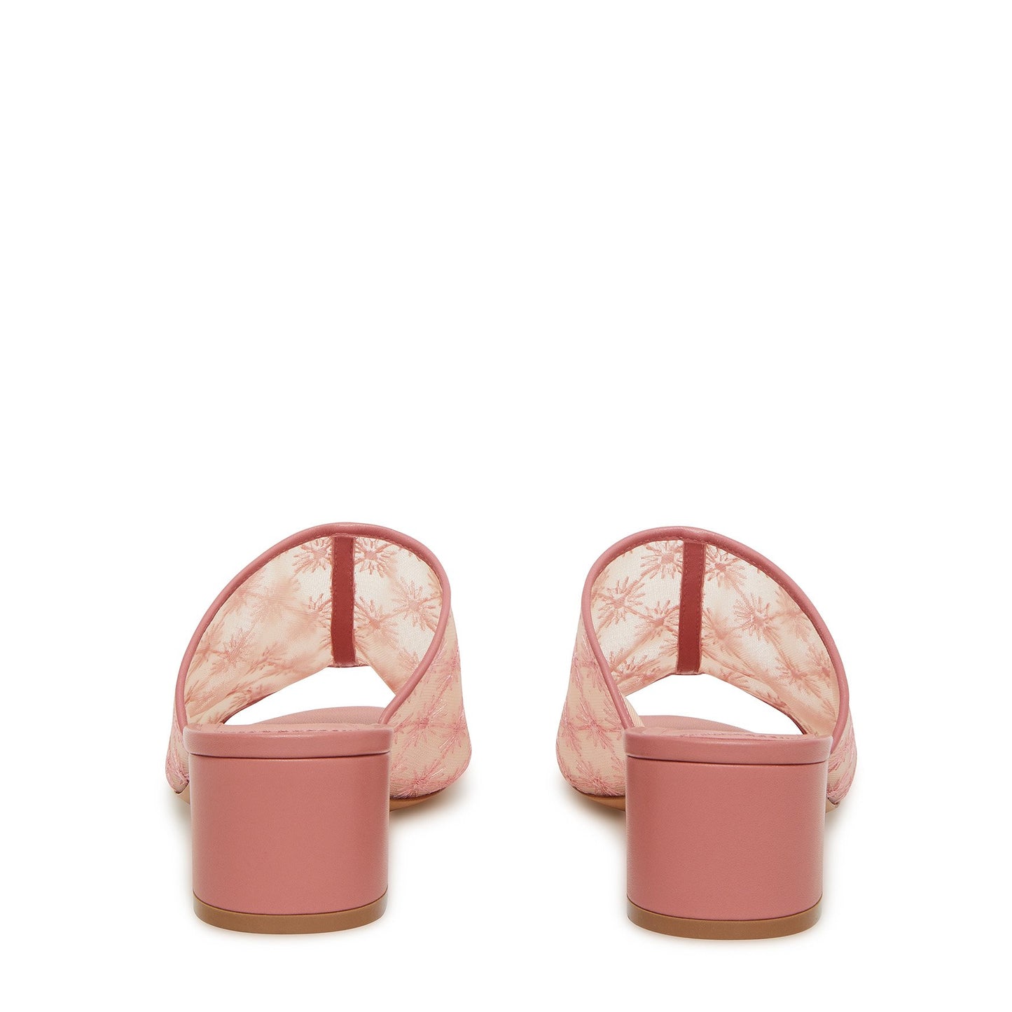 Floral Embroidered Nylon 40mm Mule - Blush