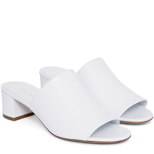 Lamb 40mm Mule - White - Mansur Gavriel. Designed in NYC, made in Italy.