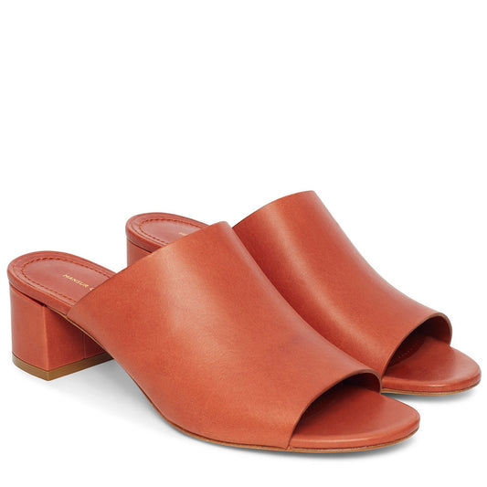 Vegetable Tanned 40mm Mule - Brandy - Mansur Gavriel. Designed in NYC, made in Italy.