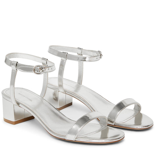 Lamb Ankle Strap Sandal - Silver