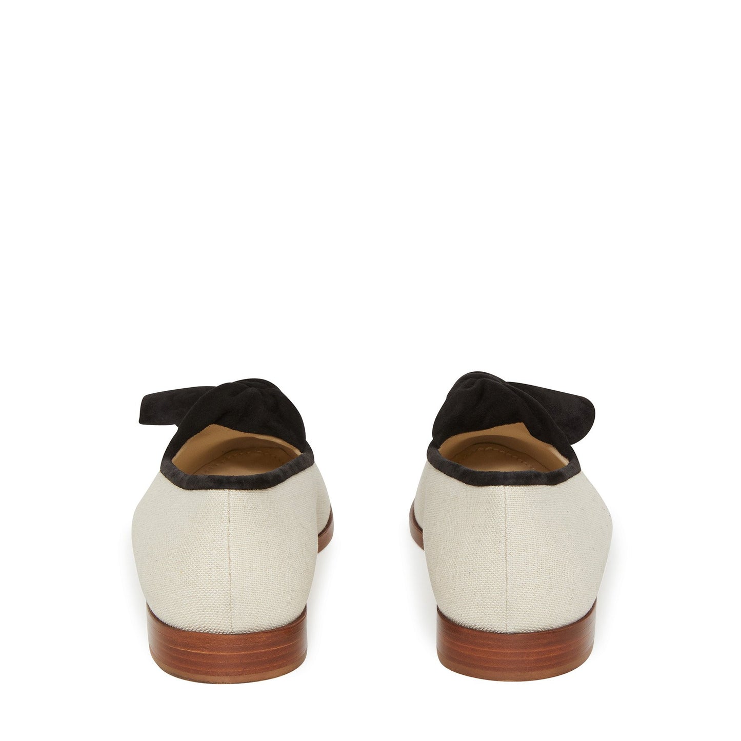 Canvas Bow Flat - Creme/Black - Mansur Gavriel. Designed in NYC, made in Italy.