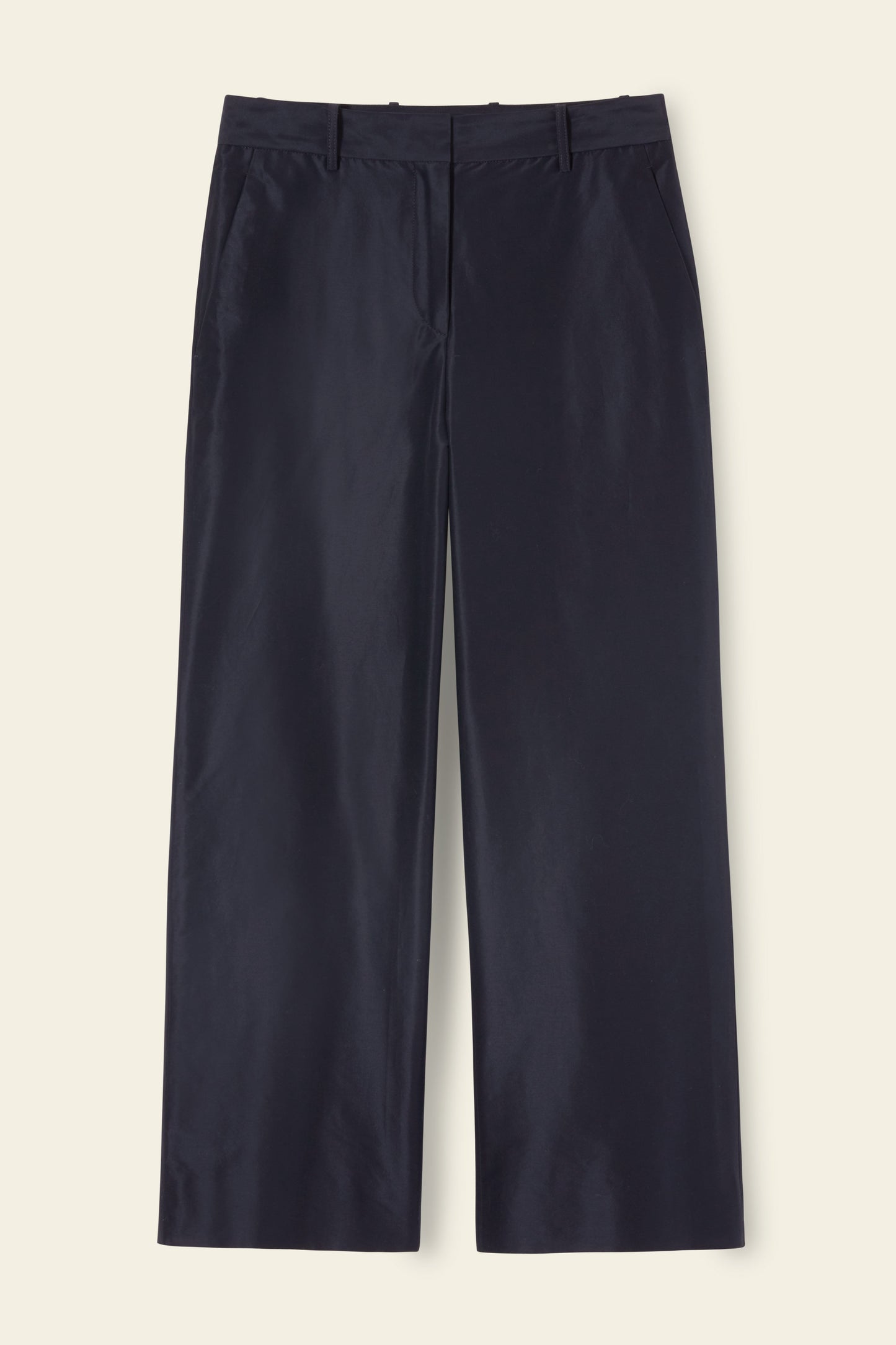 Cotton Silk Taffeta Straight Pant - Blu