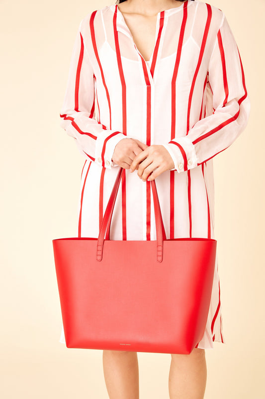 Cotton Silk Voile Stripe Tunic Dress - Flamma/White