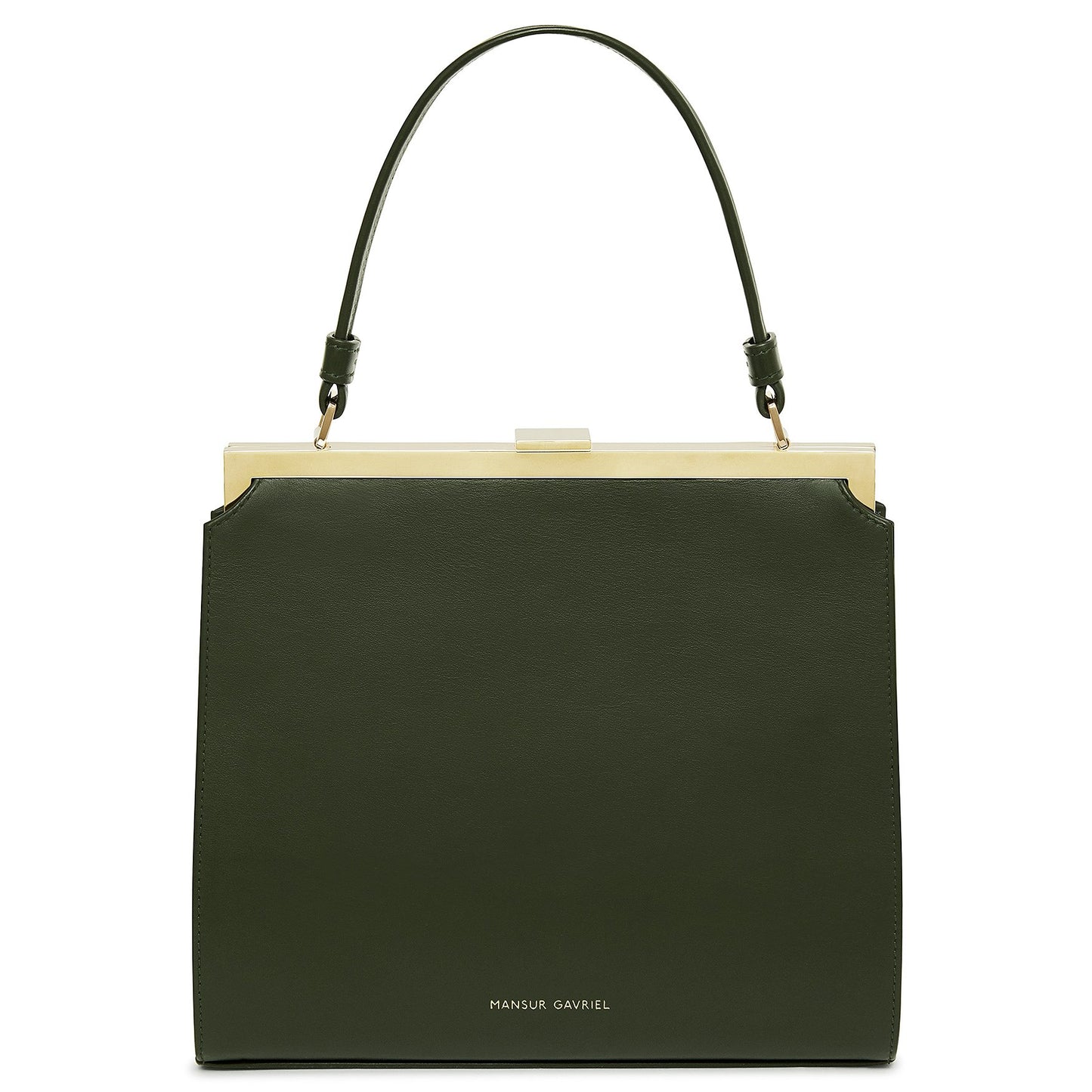 Italian calf leather green elegant bag with green suede interior.