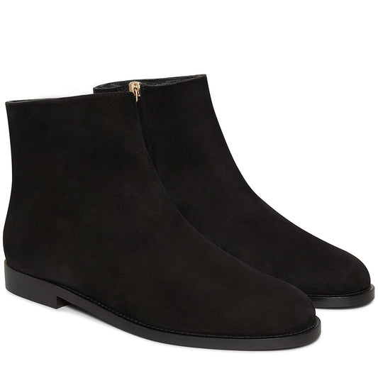 Shearling Flat Ankle Boot - Black - Mansur Gavriel. Designed in NYC, made in Italy.