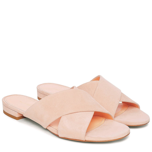 Suede Flat Crossover Sandal - Rosa - Mansur Gavriel. Designed in NYC, made in Italy.