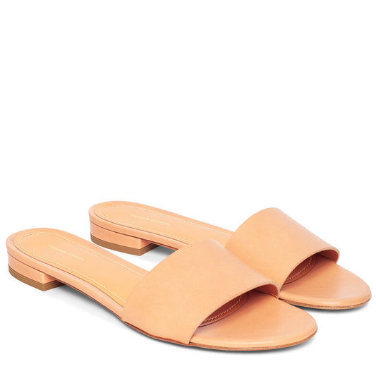 Vegetable Tanned Flat Single Strap Sandal - Cammello - Mansur Gavriel. Designed in NYC, made in Italy.