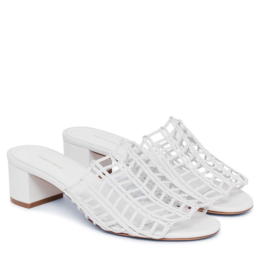 Lamb Grid Mule - White - Mansur Gavriel. Designed in NYC, made in Italy.