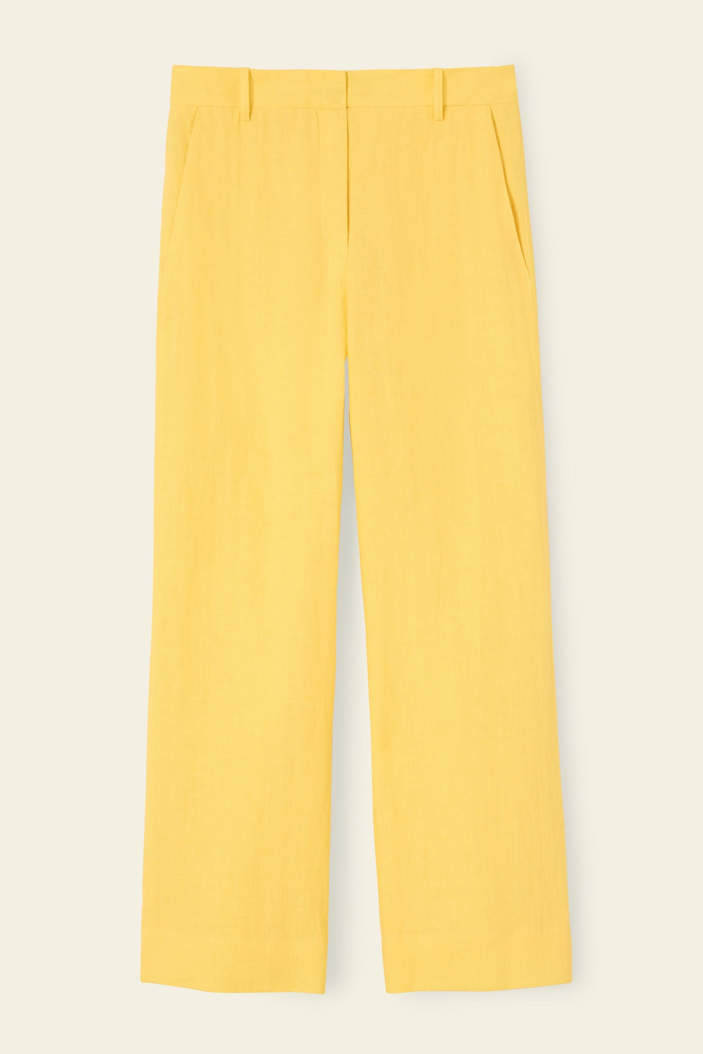 Italian linen yellow straight pant.