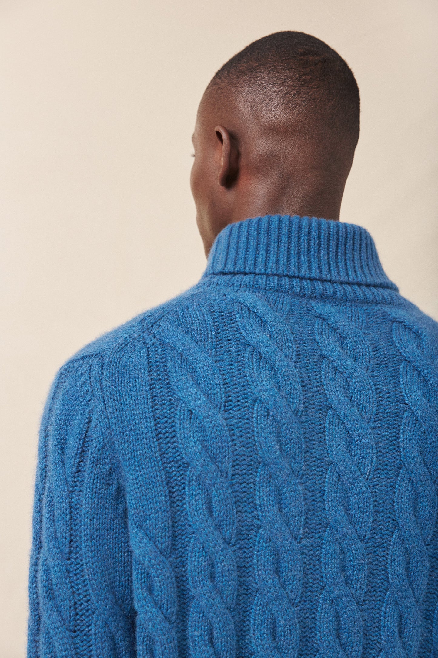 Men's Cashmere Cable Knit Turtleneck - Teal