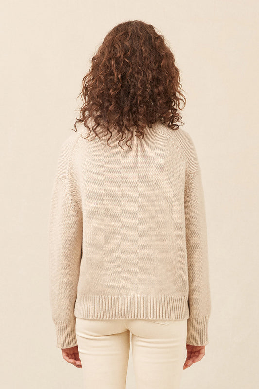 Cashmere Oversized Crewneck - Beige Melange