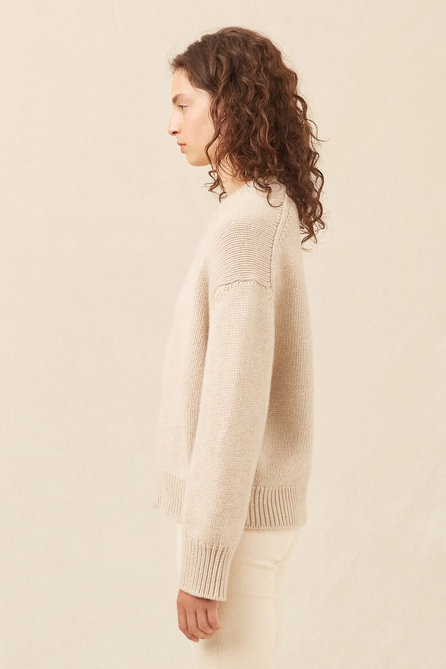 Cashmere Oversized Crewneck - Beige Melange