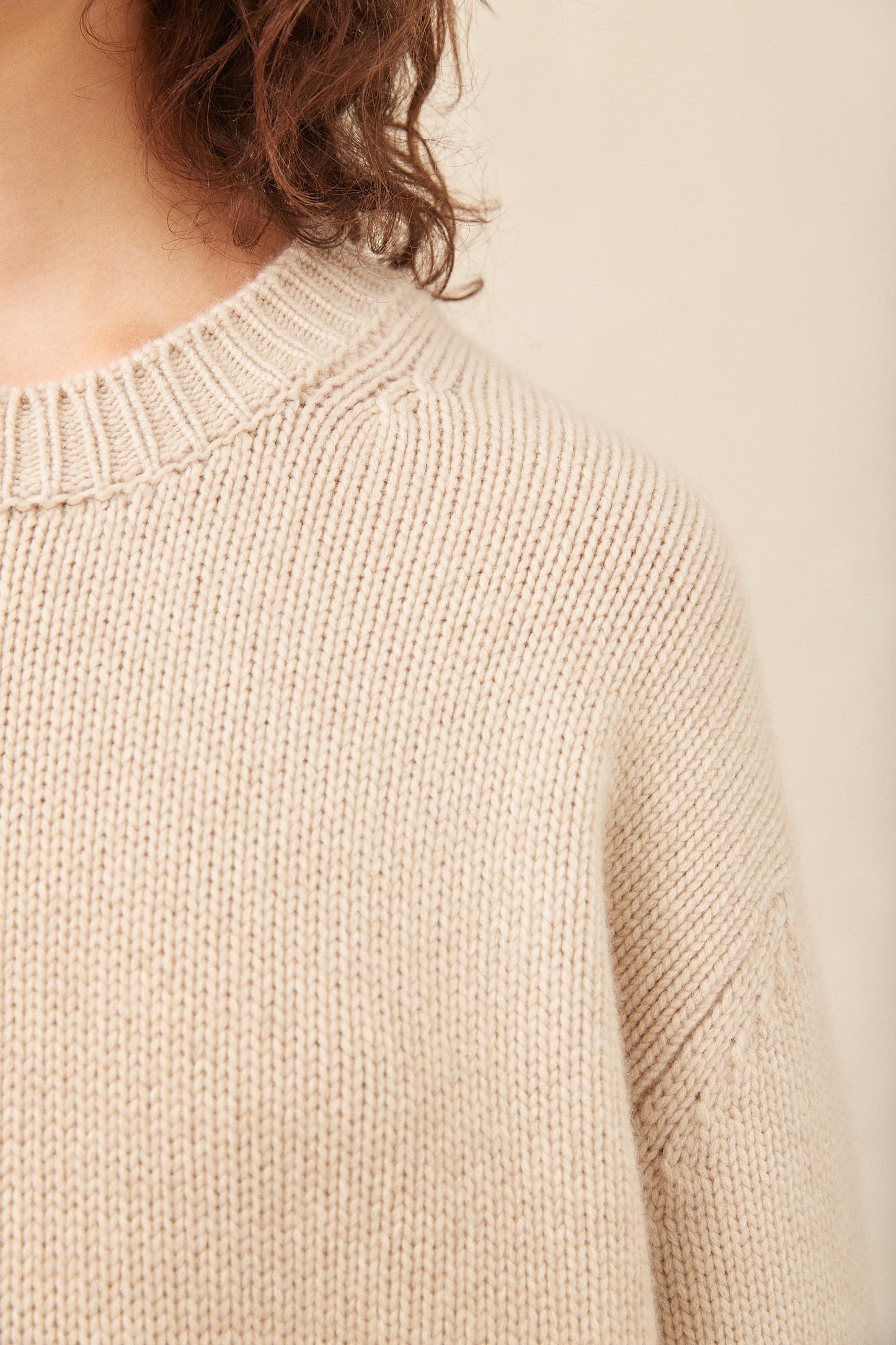 Cashmere Oversized Crewneck - Beige Melange