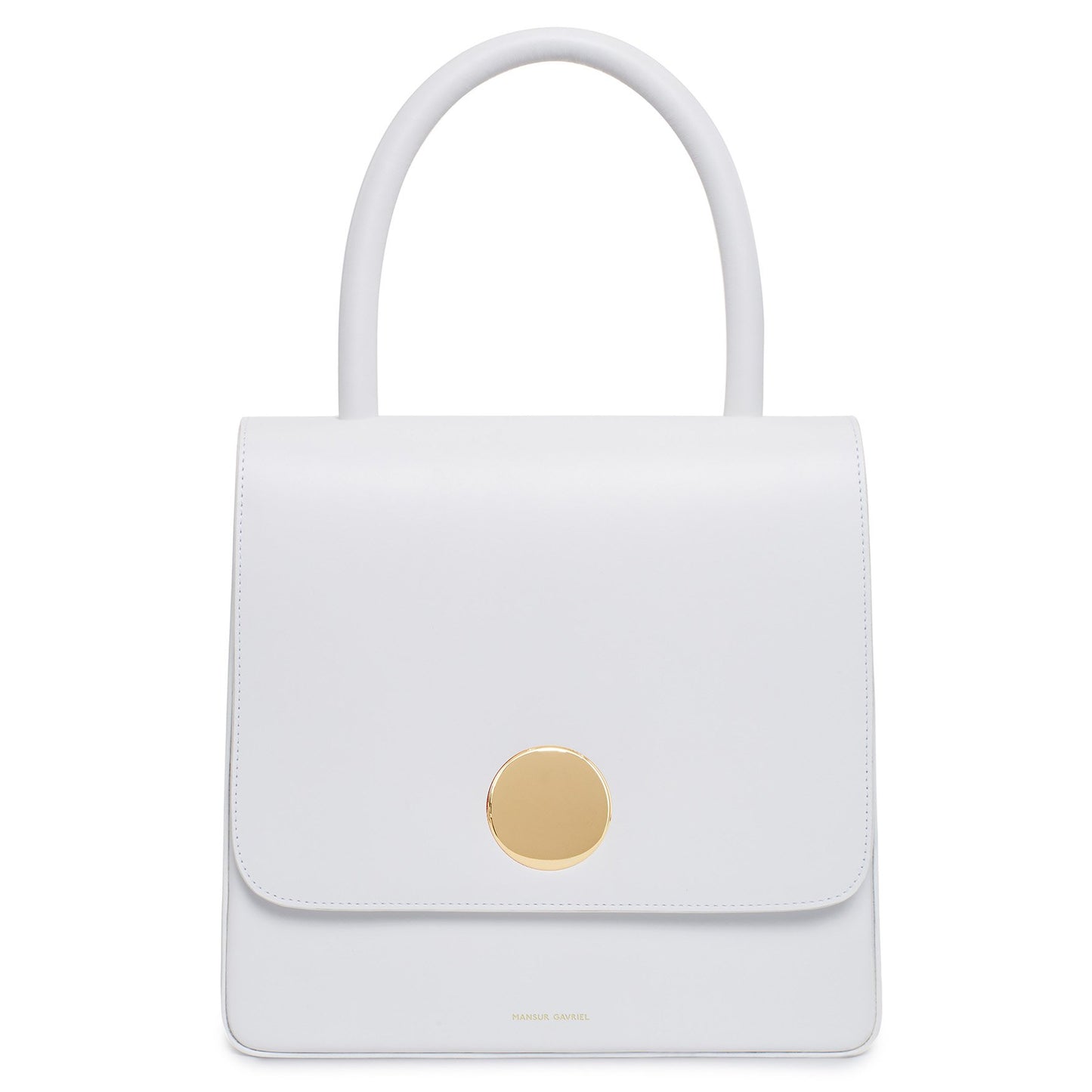 Italian calf leather white posternak bag with beige canvas interior.