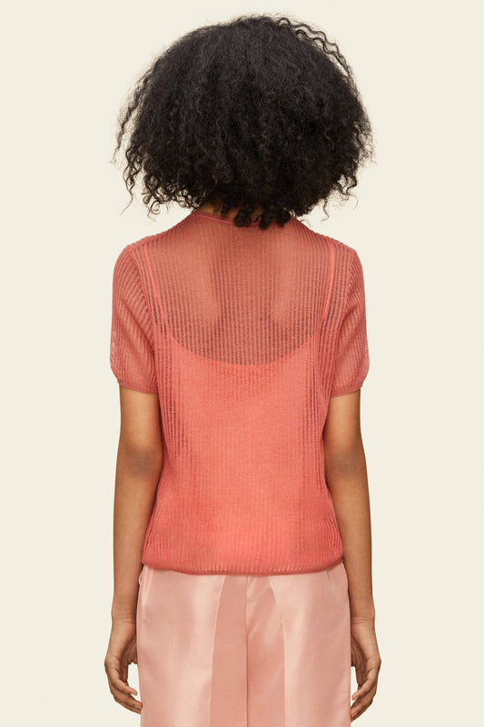 Mohair Short Sleeve Sweater - Blush - Mansur Gavriel. Designed in NYC, made in Italy.