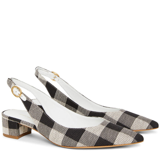 Checker Slingback Heel - Black - Mansur Gavriel. Designed in NYC, made in Italy.
