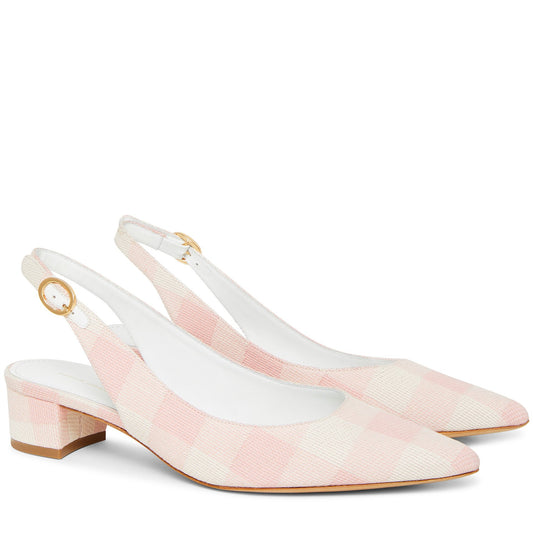 Checker Slingback Heel - Coral - Mansur Gavriel. Designed in NYC, made in Italy.