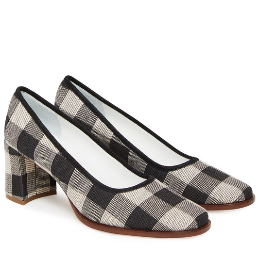 Checker Square Toe Heel - Black - Mansur Gavriel. Designed in NYC, made in Italy.