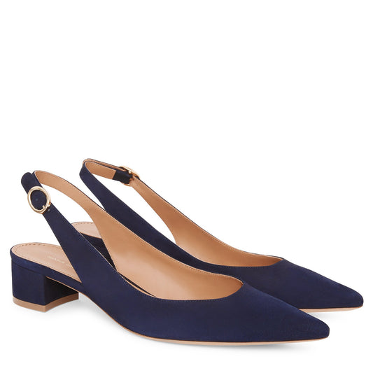 Suede Slingback Heel - Blu