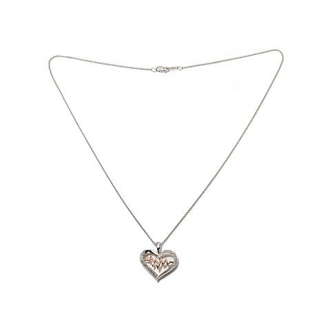 Absolute™ 0.03ct 2-Tone Lifeline Heart Pendant with 18" Cable Chain