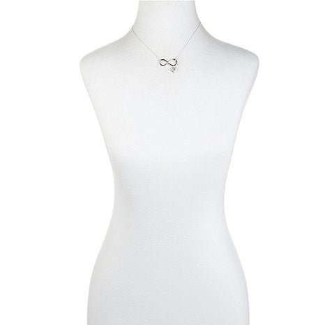 Absolute™ 0.16ct Infinity Drop 18" Sterling Silver Necklace with Open-Heart Charm