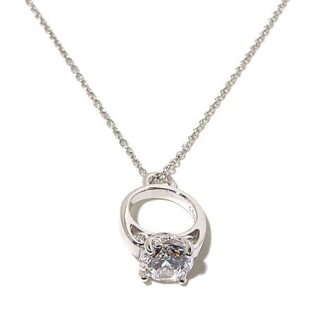 Victoria Wieck 2.1ct Absolute™ Round Sterling Silver Pendant with 18" Chain