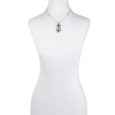 Victoria Wieck 10.07ct Absolute™ and Simulated Emerald Sterling Silver 18" Necklace