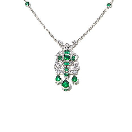 Victoria Wieck 10.07ct Absolute™ and Simulated Emerald Sterling Silver 18" Necklace
