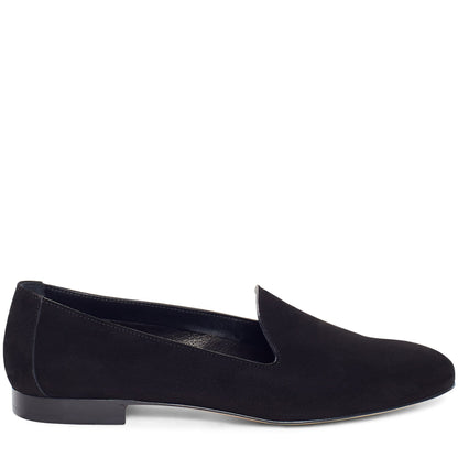 Suede 10mm Venetian Loafer - Black