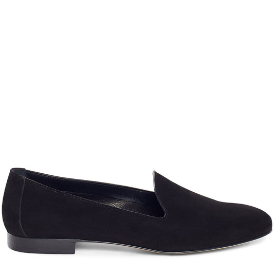 Suede 10mm Venetian Loafer - Black