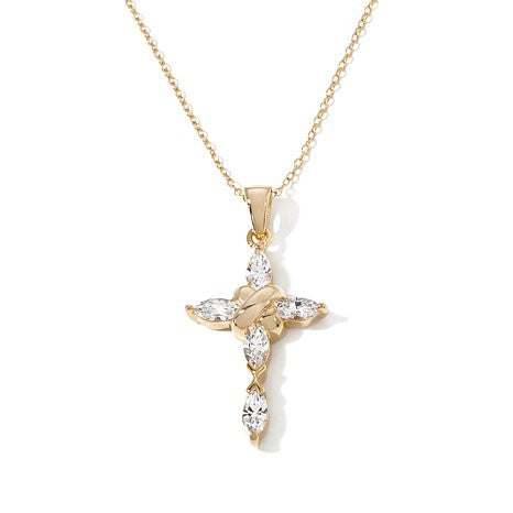 1.25ct Absolute™ Marquise-Shaped Cross Pendant with 18" Chain