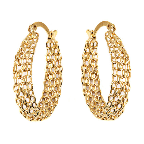 18k Goldplated Cable Linked Hoop Earrings