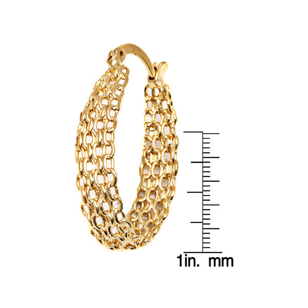 18k Goldplated Cable Linked Hoop Earrings