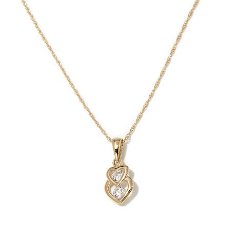 .2ct Absolute™ 14K Double Heart Pendant with 18" Chain