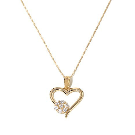 .21ct Absolute™ 14K Heart and Flower Pendant with 18" Chain