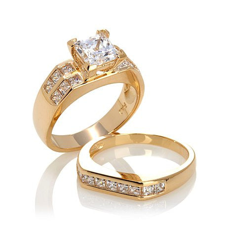 2.30ct Absolute™ Princess with Channel Sides 2-piece Ring Set