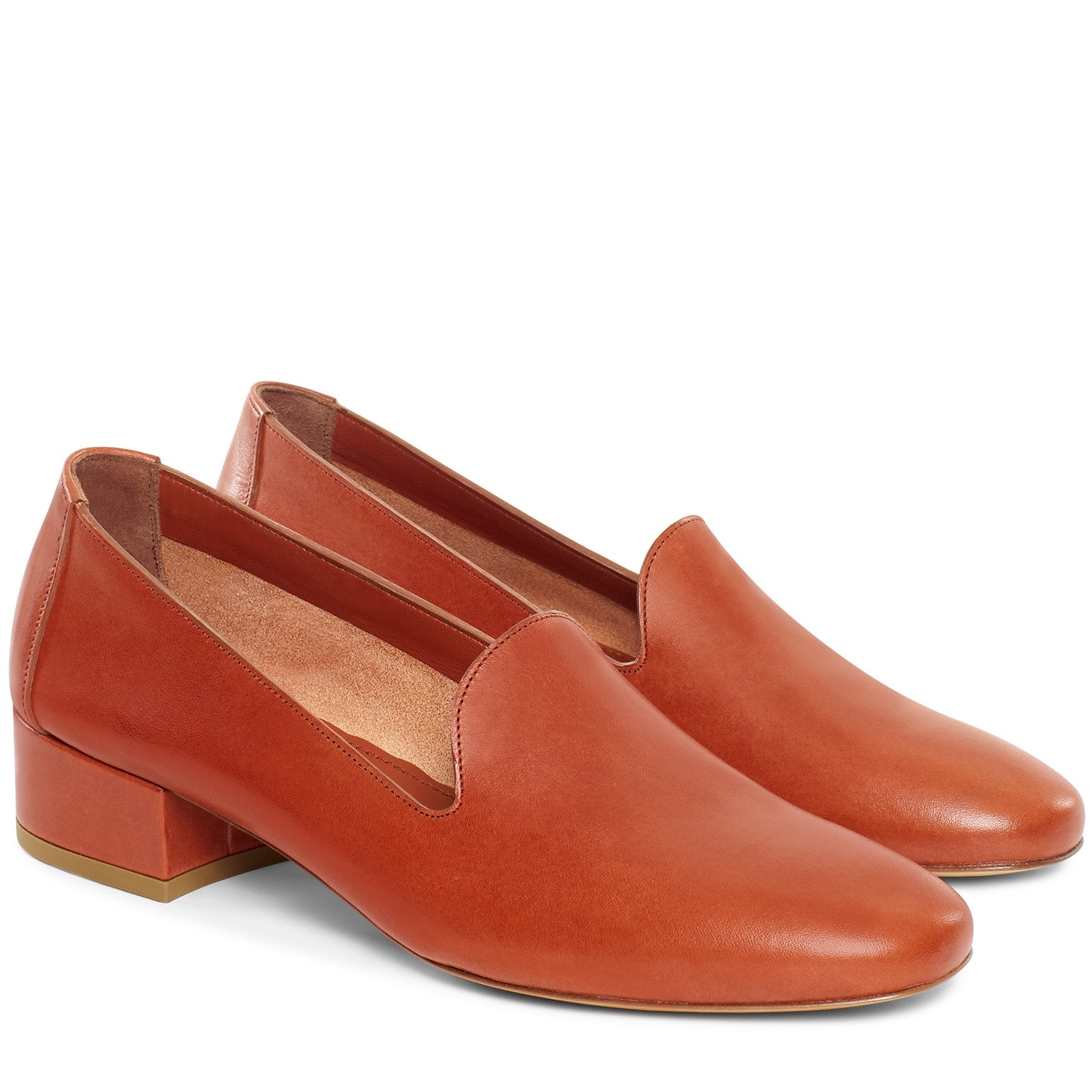 Vegetable Tanned 30mm Venetian Loafer - Brandy - Mansur Gavriel. Designed in NYC, made in Italy.