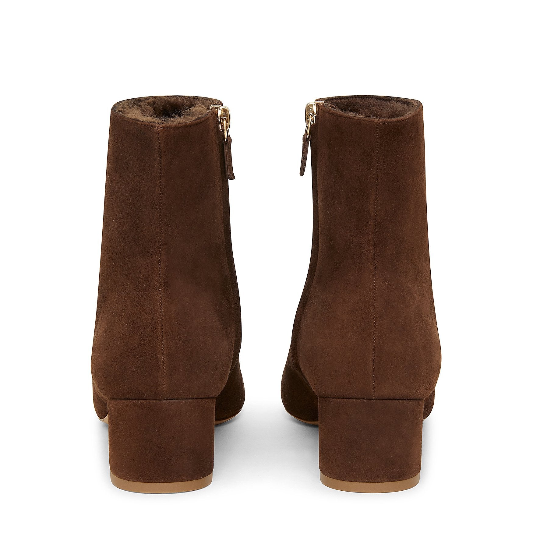 Shearling 40mm Ankle Boot - Chocolate - Mansur Gavriel. Designed in NYC, made in Italy.