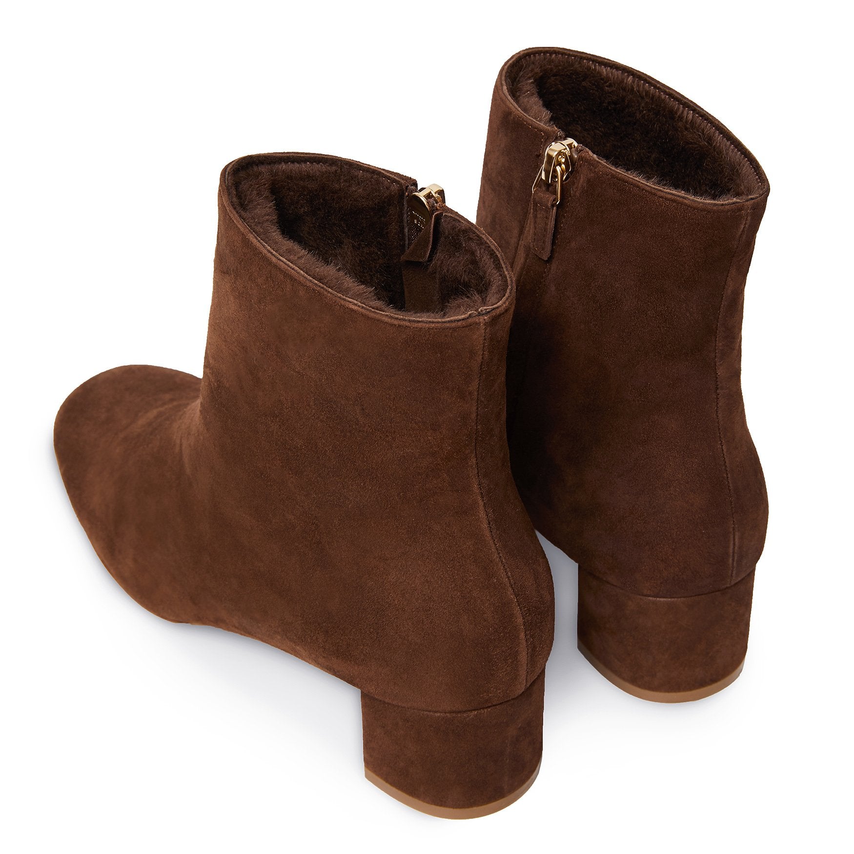 Shearling 40mm Ankle Boot - Chocolate - Mansur Gavriel. Designed in NYC, made in Italy.