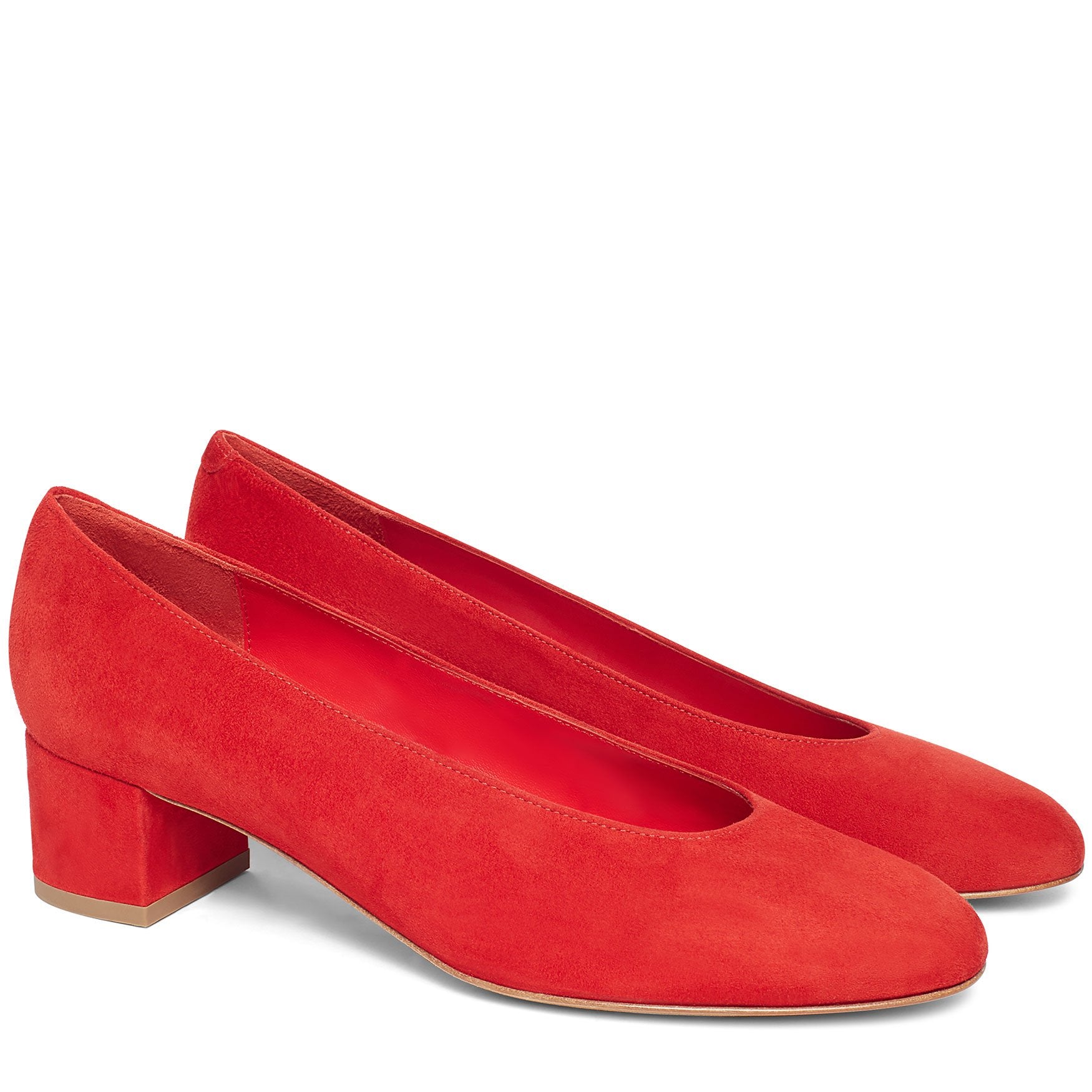 Suede 40mm Ballerina Pump - Flamma - Mansur Gavriel. Designed in NYC, made in Italy.