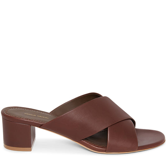 Calf 40mm Crossover Sandal - Chocolate