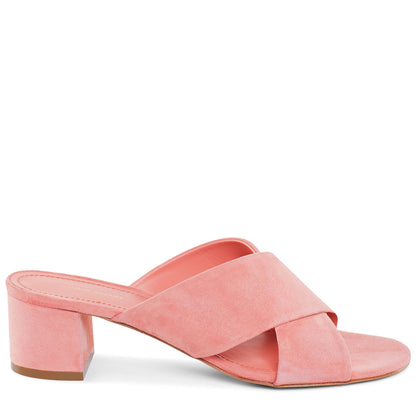 Suede 40mm Crossover Sandal - Blush