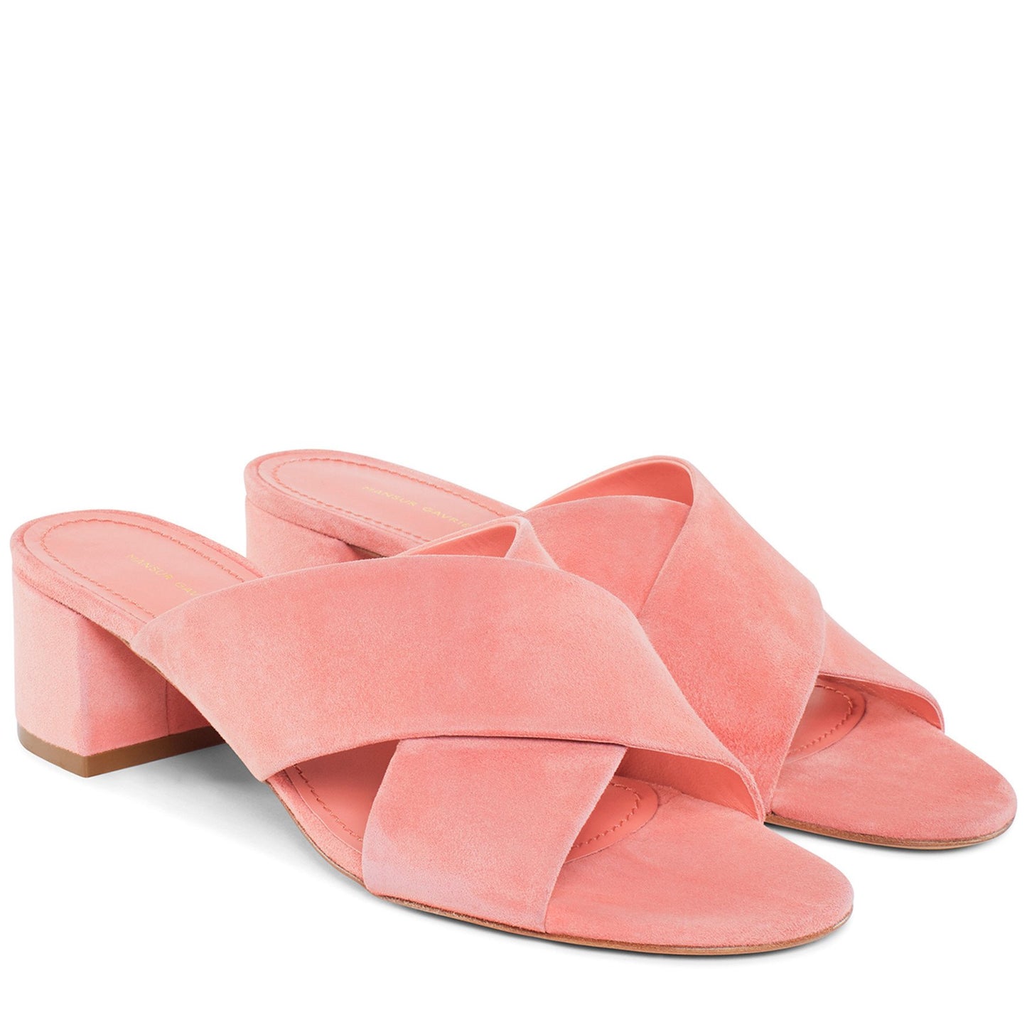 Suede 40mm Crossover Sandal - Blush - Mansur Gavriel. Designed in NYC, made in Italy.
