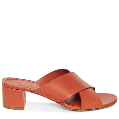Vegetable Tanned 40mm Crossover Sandal - Brandy