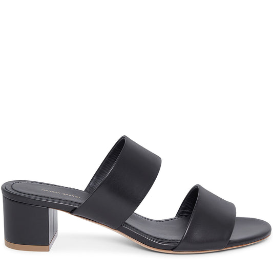 Calf 40mm Double Strap Sandal - Black