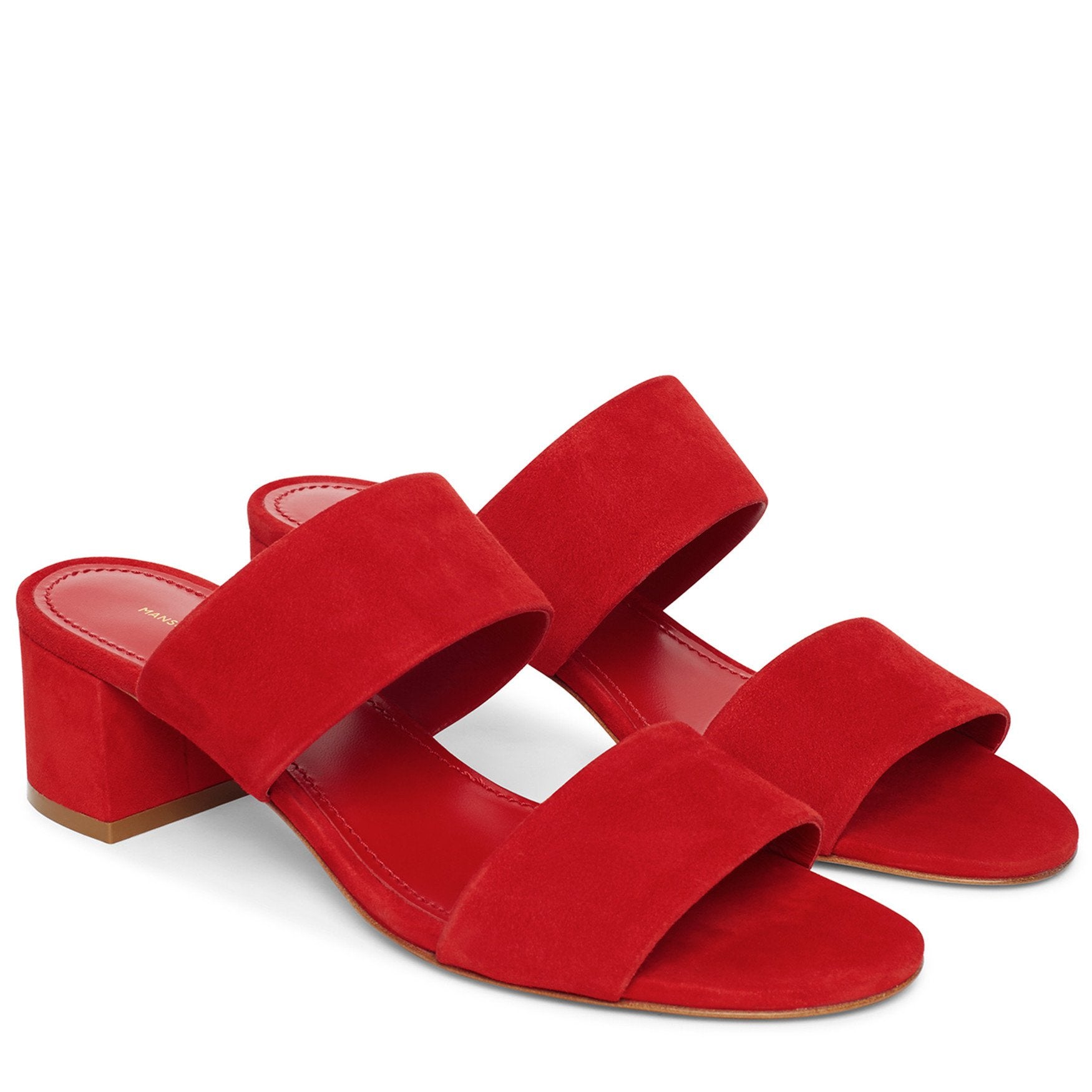 Suede 40mm Double Strap Sandal - Flamma - Mansur Gavriel. Designed in NYC, made in Italy.